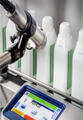 Linx Inkjet Coder Side Printing Date Code on Plastic Bottles Linx Inkjet Coder Side Printing Date Code on Plastic Bottles