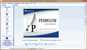 Employee Screen of Pendulum Time and Attendance Software Employee Screen of Pendulum Time and Attendance Software