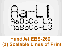 Configure the HandJet EBS260 imprint for 3-Lines with scaled sizes for InkJet Marking