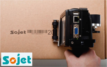 Elfin 1H Handheld InkJet Printer shown printing High Resolution Barcodes