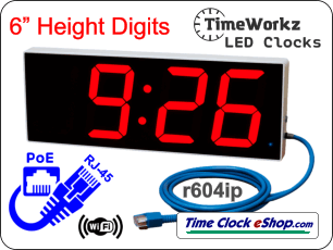 PoE Clock School Clock Red LED TimeWorkz Large LED Clock