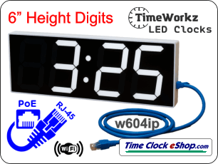 School Clock White LED PoE Clock TimeWorkz Large LED Clock