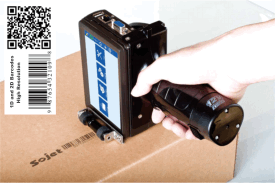 Handheld Mobile SoJet Elfin 1H Printing High Resolution BarCode and Date on Cardboard Box and Case Goods