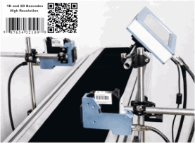 Conveyor Mounted SoJet Elfin 2 Printing BarCode with Two Stitched Prntheads Conveyor Mounted SoJet Elfin 2 Printing BarCode with Two Stitched Prntheads