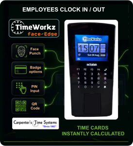 TimeWorks Face Recognition Time Clock with built-in Time Card Calculator - model TimeWorkz faceEdge TimeWorks Face Recognition Time Clock with built-in Time Card Calculator - model TimeWorkz faceEdge