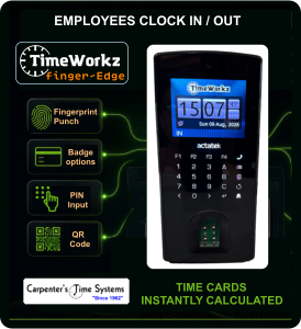 TimeWorks Fingerprint Time Clock embedded with Time Card Calculator - model TimeWorkz fingerprint-Edge TimeWorks Fingerprint Time Clock embedded with Time Card Calculator - model TimeWorkz fingerprint-Edge